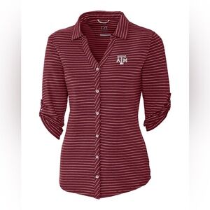 Texas A&M Aggies Cutter & Buck Academy Elbow Sleeve Womens Top Size:M